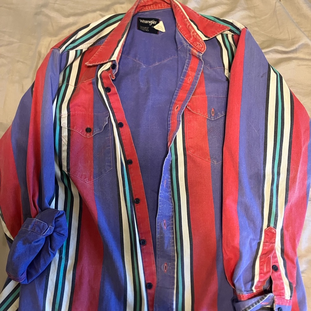 $80s Wrangler Men's Brushpopper Shirt - Picture 6 of 6